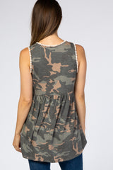 Olive Camo Crochet Tim Maternity Tank