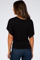 Black Basic Fitted Dolman Sleeve Top