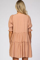 Peach Smocked Tiered Maternity Dress