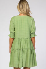 Green Smocked Tiered Maternity Dress