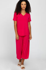 Fuchsia V-Neck Sleep Set