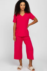 Fuchsia V-Neck Sleep Set