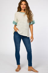 Jade Crochet Knit Ruffle Accent Maternity Top