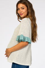 Jade Crochet Knit Ruffle Accent Maternity Top