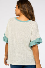 Jade Crochet Knit Ruffle Accent Maternity Top