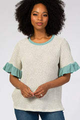 Jade Crochet Knit Ruffle Accent Top