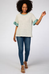 Jade Crochet Knit Ruffle Accent Top