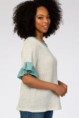 Jade Crochet Knit Ruffle Accent Top