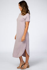 Lavender Heathered V-Neck Maxi Dress