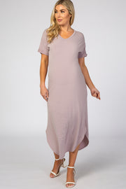 Lavender Heathered V-Neck Maternity Maxi Dress