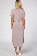 Lavender Heathered V-Neck Maternity Maxi Dress