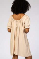 Beige Short Ruffle Sleeve Dress