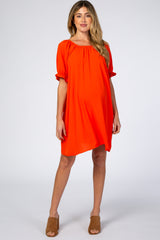 Red Short Ruffle Sleeve Maternity Dress