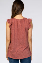 Rust Ruffle Trim Maternity Top