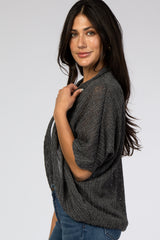 Charcoal Woven Knit Dolman Cover Up