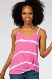 Pink Tie Dye Striped Tank Top