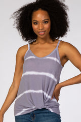 Grey Tie Dye Striped Maternity Tank Top