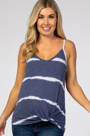 Navy Tie Dye Striped Maternity Tank Top