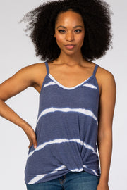 Navy Tie Dye Striped Tank Top