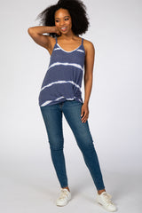 Navy Tie Dye Striped Tank Top