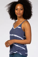 Navy Tie Dye Striped Tank Top