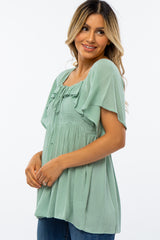 Mint Green Smocked Ruffle Babydoll Top