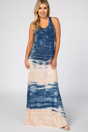 Multi-Color Tie Dye Racerback Maternity Maxi Dress