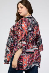 Navy Floral Patchwork Maternity Plus Cover Up