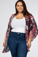 Navy Floral Patchwork Maternity Plus Cover Up