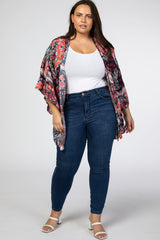 Navy Floral Patchwork Plus Cover Up