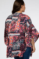 Navy Floral Patchwork Plus Cover Up