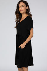 Black Short Sleeve Babydoll Dress