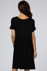 Black Short Sleeve Babydoll Dress