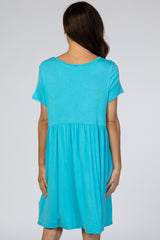 Blue Short Sleeve Babydoll Dress