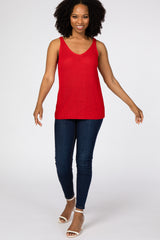 Red V-Neck Sweater Tank Top