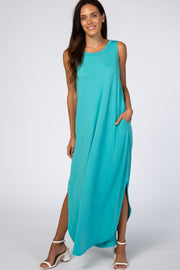 Turquoise Rounded Hem Maxi Dress