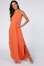 Orange Rounded Hem Maxi Dress