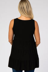 Black Tiered Sleeveless Maternity Top