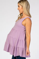 Lavender Tiered Sleeveless Maternity Top