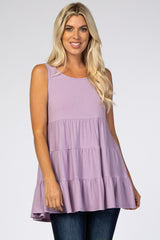 Lavender Tiered Sleeveless Maternity Top