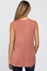 Rust Sleeveless Babydoll Maternity Tank Top