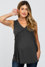 Charcoal Sleeveless Babydoll Maternity Tank Top