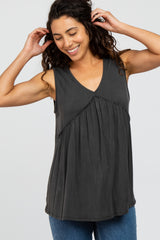 Charcoal Sleeveless Babydoll Tank Top