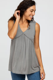 Grey Sleeveless Babydoll Tank Top