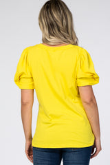 Yellow Puff Sleeve Maternity Top