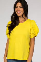 Yellow Puff Sleeve Maternity Top