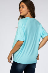 Light Blue Tie Front Maternity Top