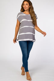 Grey Tie Dye Stripped Maternity Top