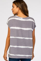 Grey Tie Dye Stripped Maternity Top