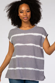 Grey Tie Dye Stripped Top